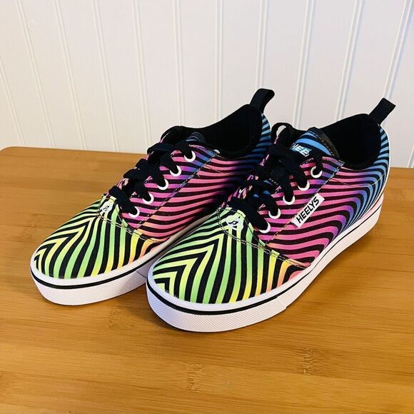 Heelys PRO 20 PRINTS BLACK RAINBOW Zebra Print Skate Rolling Shoe Women 5 YTH 4 - Picture 1 of 10